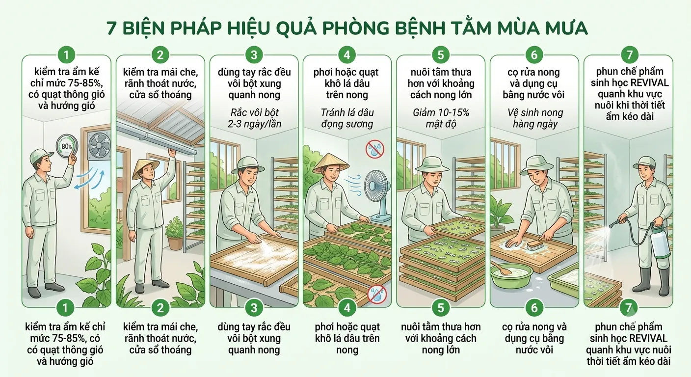 Phòng bệnh tằm mùa mưa: 7 biện pháp hiệu quả cho bà con