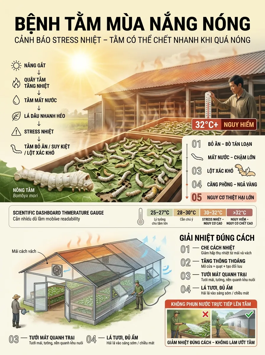 Bệnh tằm thường gặp khi trời nắng nóng | Dâu Tằm Việt