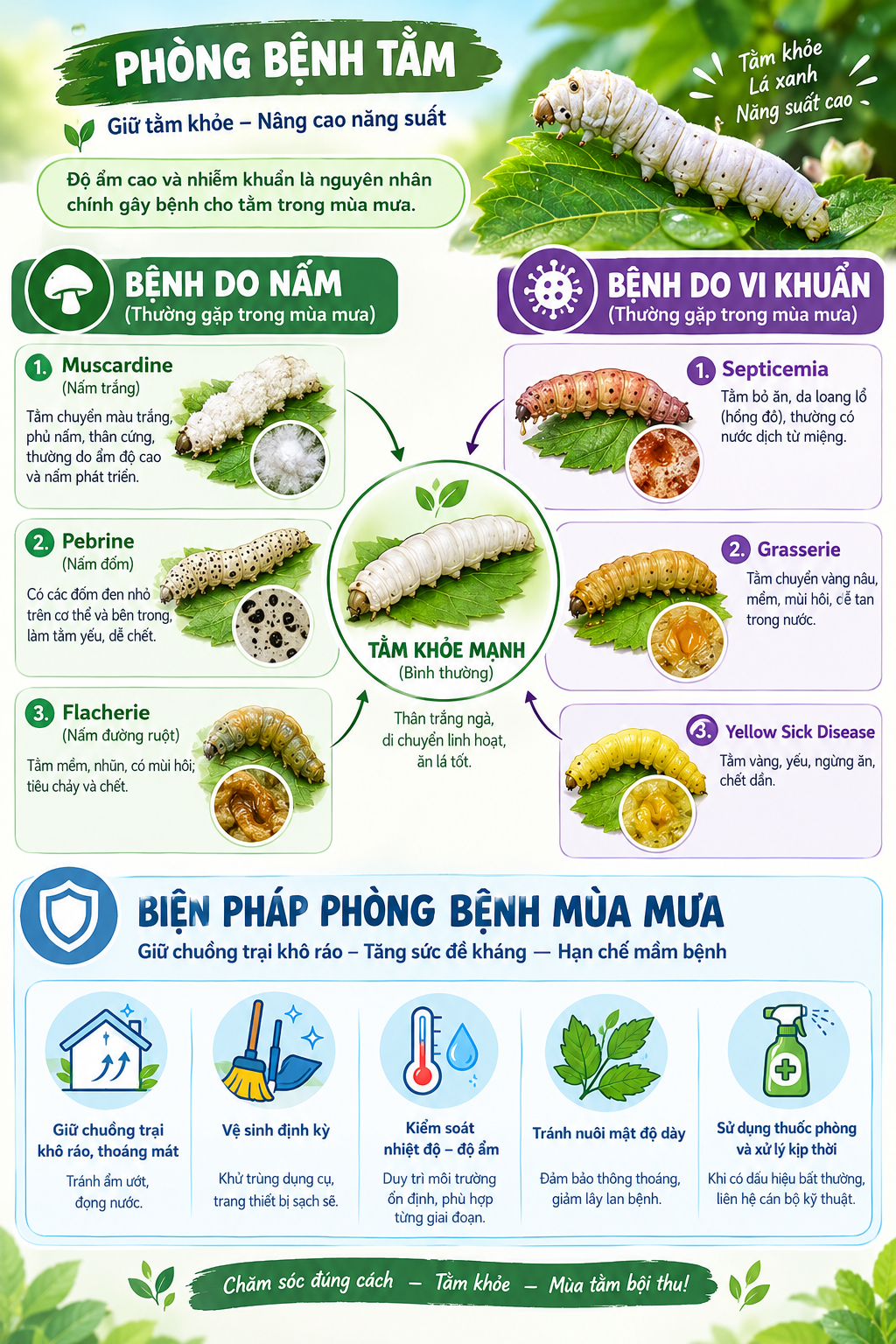 Bệnh tằm thường gặp trong mùa mưa | Dâu Tằm Việt
