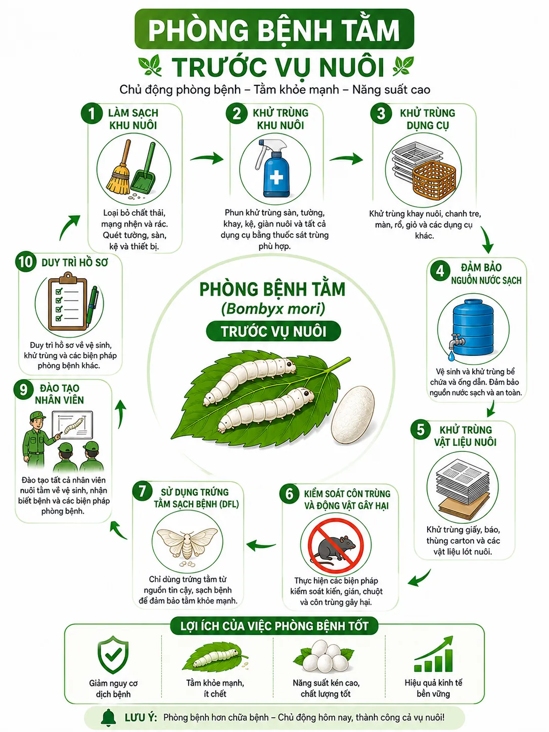 Phòng bệnh cho tằm trước mỗi vụ nuôi | Dâu Tằm Việt