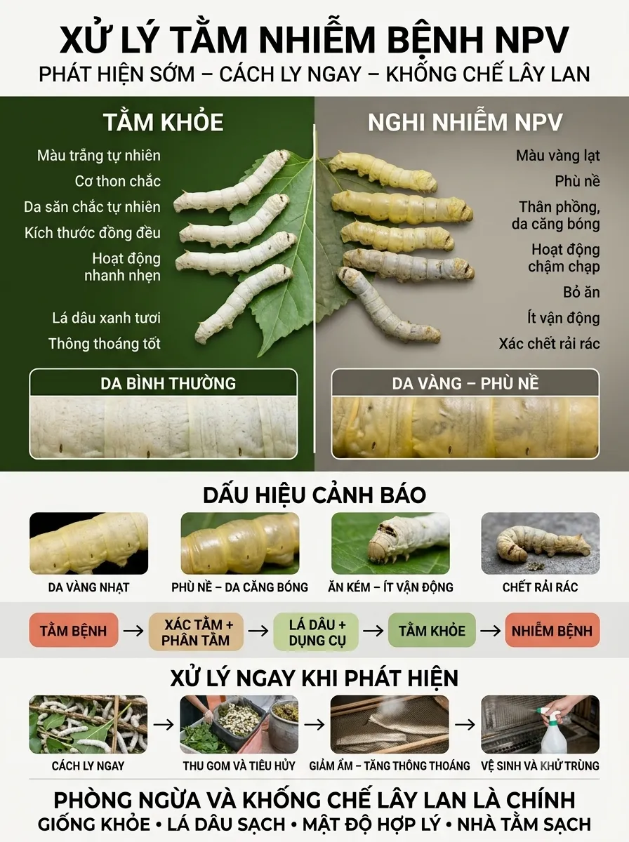 Xử lý tằm nhiễm bệnh NPV hiệu quả